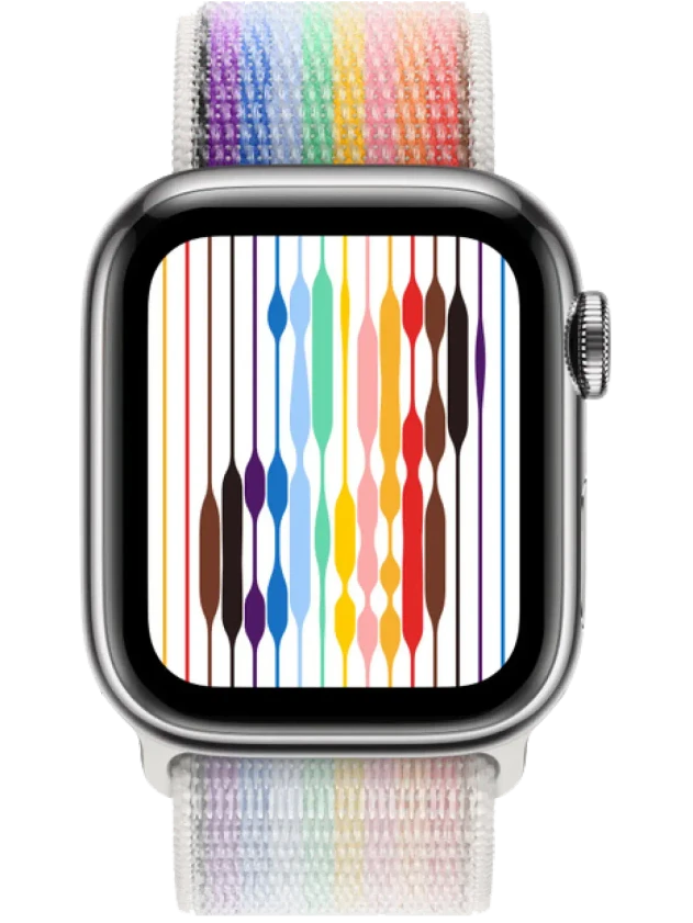 Apple Watch 8 41 мм Сталь, Нейлон, Серебристый, Радужный