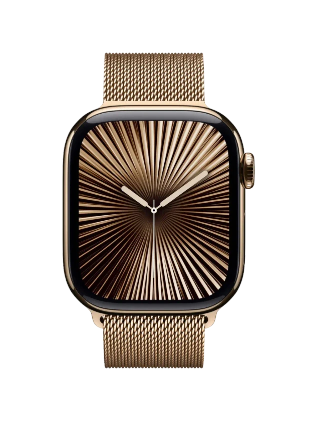 Apple Watch 10, 42 mm, Gold Titanium Stainless steel, Gold Milanese Loop