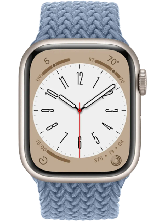 Apple Watch 8 45 мм Алюминий, Силикон/Ткань, Сияющая звезда, Сланцево-синий