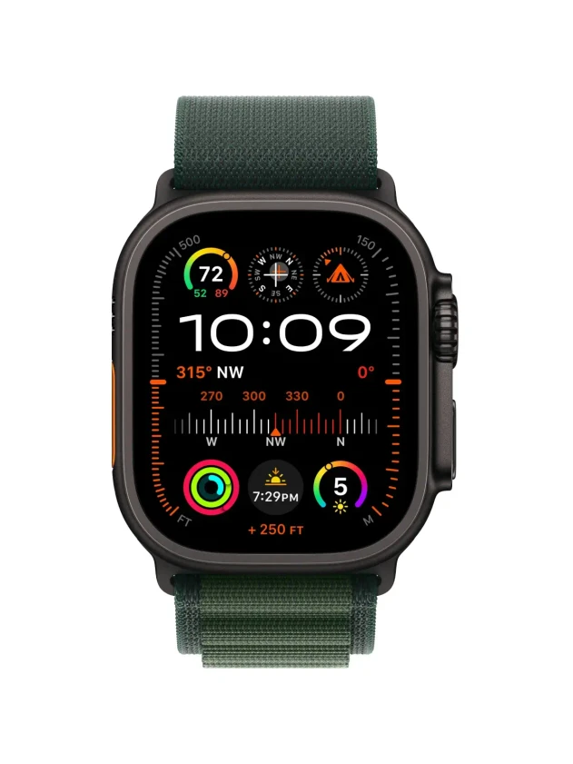 Watch Ultra 2, 49 mm, Black, Alpine Loop, Dark Green - L MX4T3