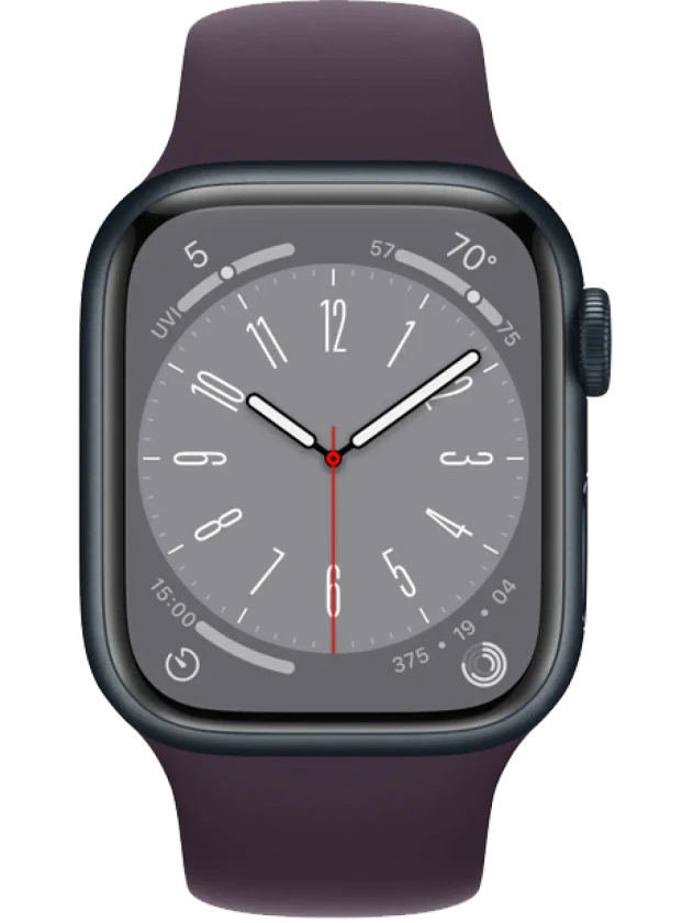 Apple Watch 8 45 мм Алюминий, Силикон, Тёмная ночь, Бузина