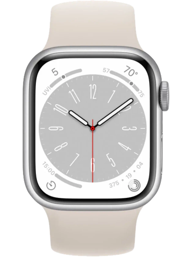 Apple Watch 8 41 мм Алюминий, Силикон, Серебристый, Сияющая звезда