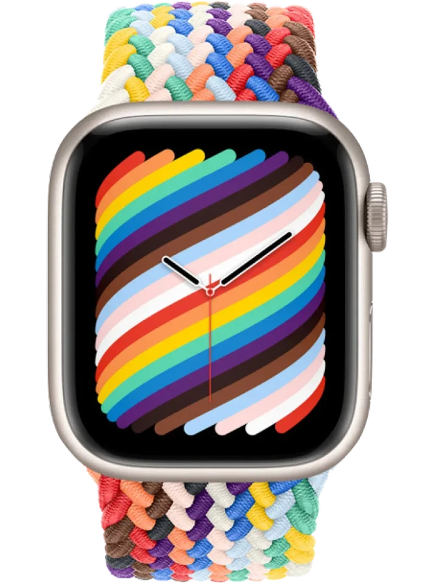 Apple Watch 8 41 мм Алюминий, Силикон/Ткань, Сияющая звезда, Радужный