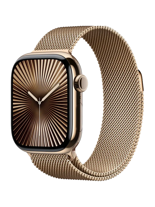 Apple Watch 10, 42 mm, Gold Titanium Stainless steel, Gold Milanese Loop