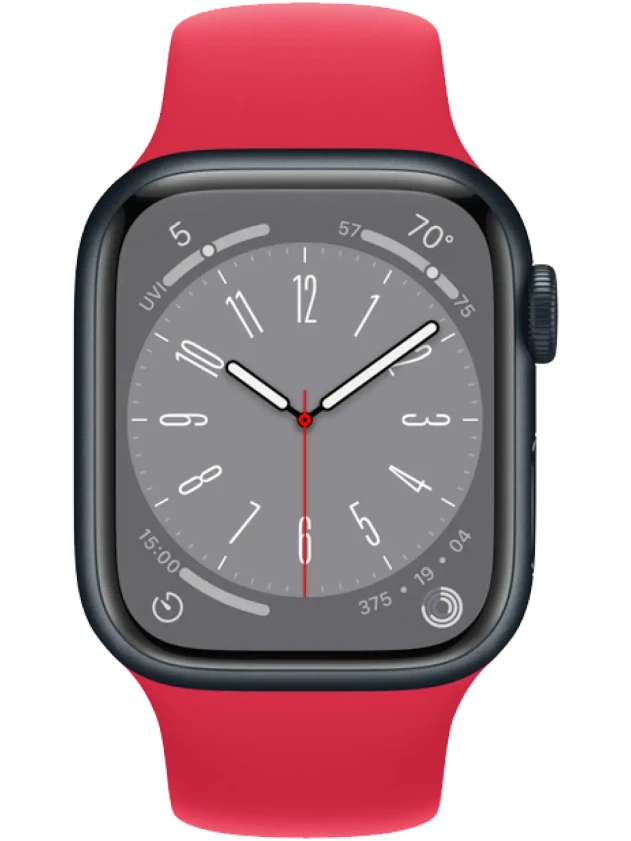 Apple Watch 8 45 мм Алюминий, Силикон, Тёмная ночь, Красный