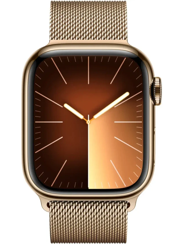 Watch 9 GPS, 45mm Gold Stainless steel, Gold Milanese Loop