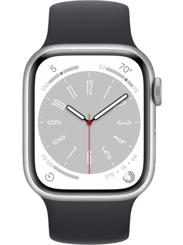Apple Watch 8 41 мм Алюминий, Силикон, Серебристый, Тёмно-серый