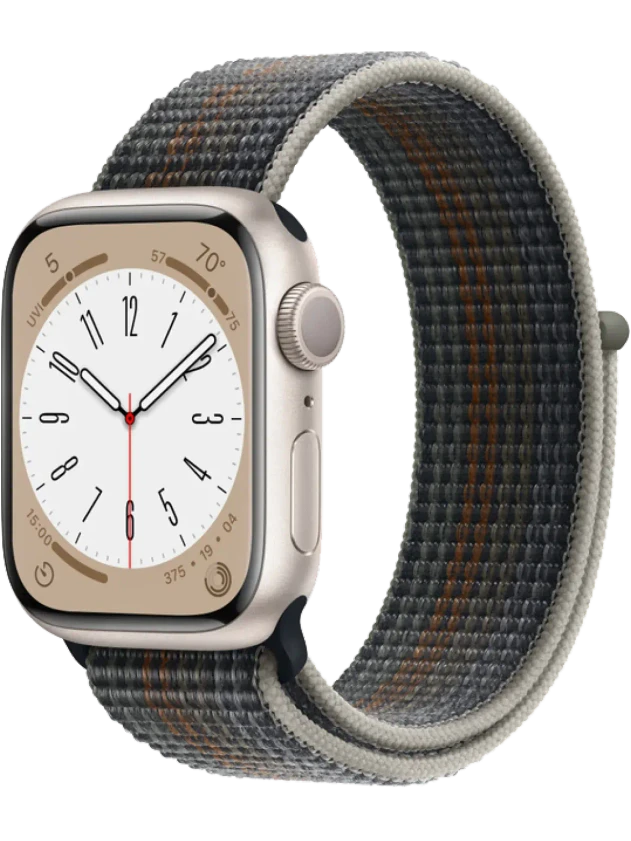 Apple Watch 8 45 мм Алюминий, Нейлон, Сияющая звезда, Тёмно-серый