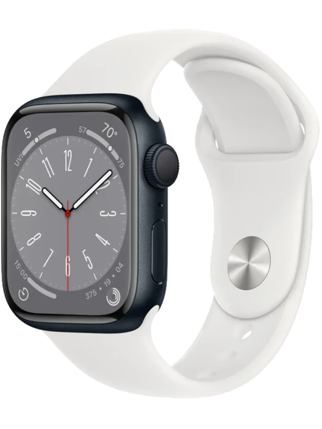 Apple Watch 8 45 мм Алюминий, Силикон, Тёмная ночь, Белый