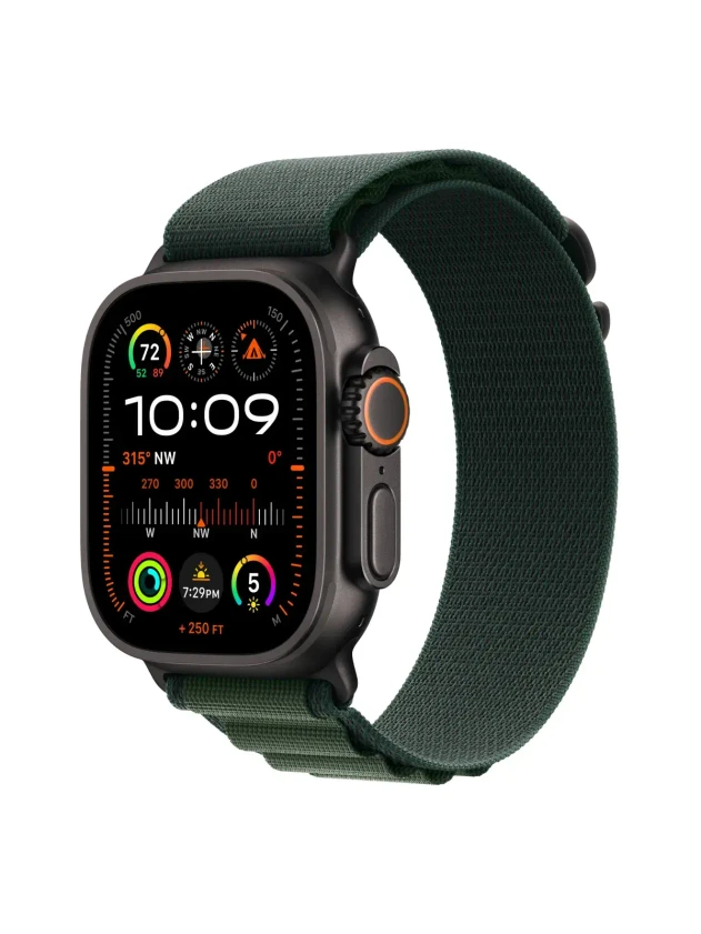 Watch Ultra 2, 49 mm, Black, Alpine Loop, Dark Green - L MX4T3
