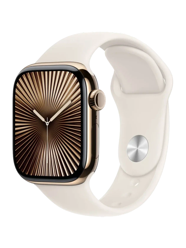Apple Watch 10, 42 mm, Gold Titanium Stainless steel, Starlight Sport Band, S/M