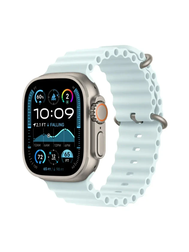 Watch Ultra 2, 49 mm, Natural, Ocean Band, Ice Blue MREI4