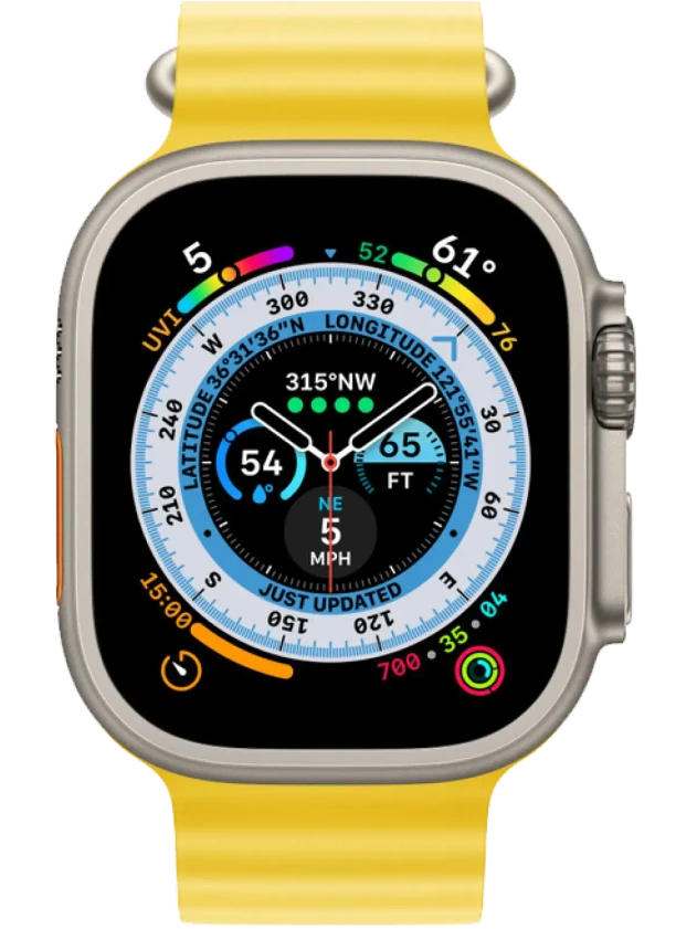 Apple Watch Ultra 130-200 мм Фторэластомер Жёлтый