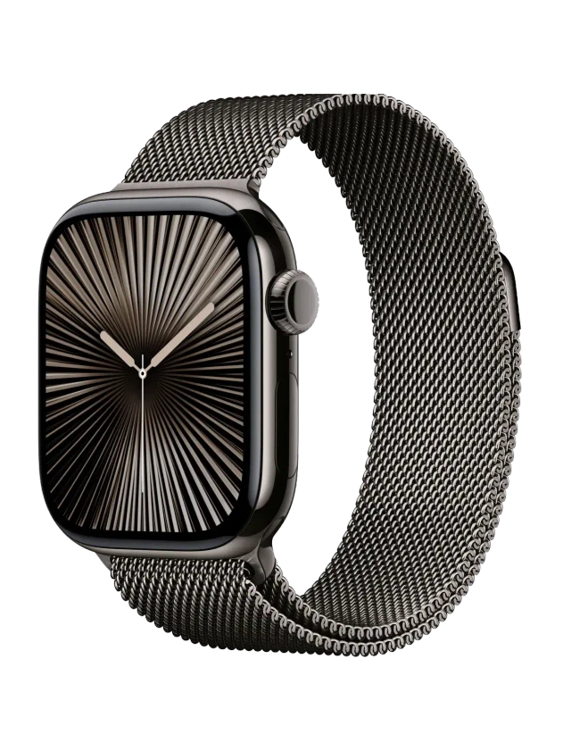 Apple Watch 10, 46 mm, Black Titanium Stainless steel, Black Milanese Loop