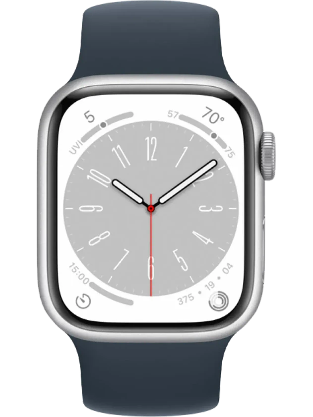 Apple Watch 8 41 мм Алюминий, Силикон, Серебристый, Синий шторм