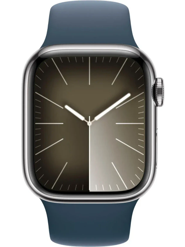 Watch 9 GPS, 45mm Silver Stainless steel, Storm Blue Sport Band