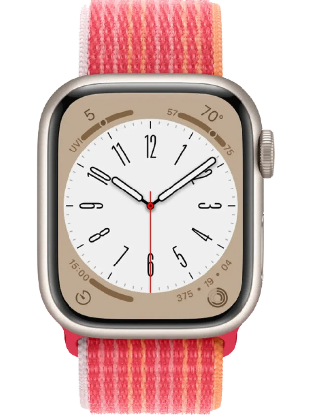 Apple Watch 8 45 мм Алюминий, Нейлон, Сияющая звезда, Красный
