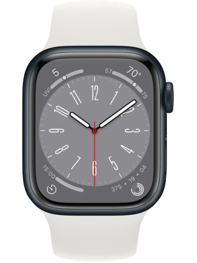 Apple Watch 8 45 мм Алюминий, Силикон, Тёмная ночь, Белый
