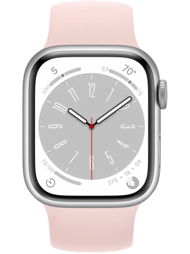Apple Watch 8 45 мм Алюминий, Силикон, Серебристый, Розовый мел