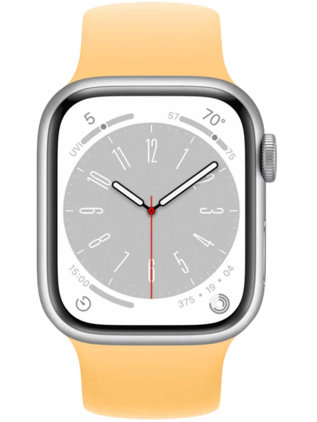 Apple Watch 8 41 мм Алюминий, Силикон, Серебристый, Солнечное сияние