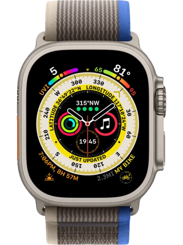 Apple Watch Ultra 130-180 мм Нейлон Сине-серый